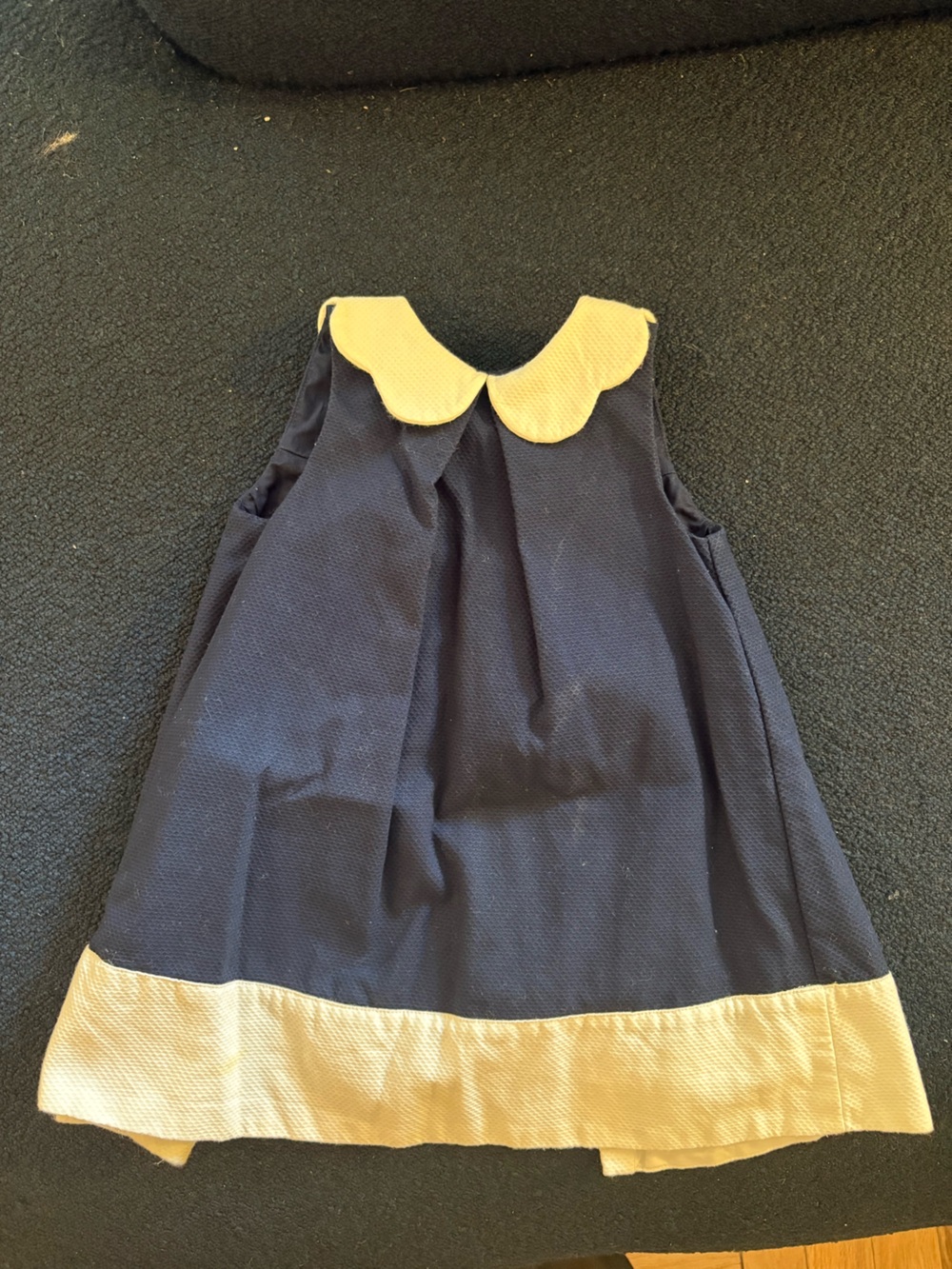 Jacadi Navy Dress with Yellow Scallop Collar